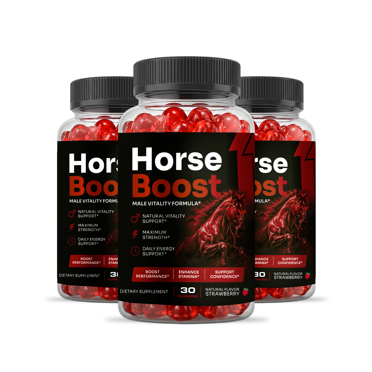Horse Boost male vitality gummies — 3 bottle supply
